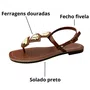 Rasteirinha Via Scarpa Feminina Tiramissu Ferragens Douradas