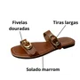 Rasteirinha Via Scarpa Feminina Tiramissu Fivelas Douradas 