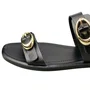 Rasteirinha Via Scarpa Feminino Preto Fivelas Douradas