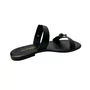 Rasteirinha Via Scarpa Feminino Preto Fivelas Douradas