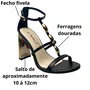 Sandálaia Bebecê Feminino Preto Ferragens Douradas 