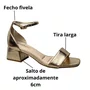 Sandália Bebecê Feminina Dourado Salto Bloco 