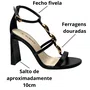 Sandália Bebecê Feminina Preto Ferragens Douradas