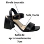 Sandália Bebecê Feminina Preto Salto Bloco 
