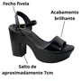 Sandália Bebecê Feminina Preto Salto Bloco 
