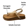 Sandália Beira Rio Feminina Bege Ferragem Dourada
