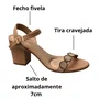 Sandália Beira Rio Feminina Bege Salto Bloco 