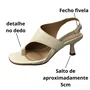 Sandália Beira Rio Feminina Branco Off Fivela Dourada 