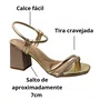 Sandália Beira Rio Feminina Ouro Rosado Tira Cravejada 
