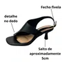Sandália Beira Rio Feminina Preta Fivela Dourada 