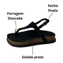 Sandália Beira Rio Feminina Preto Ferragem Dourada
