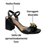 Sandália Beira Rio Feminino Preto Salto Bloco 