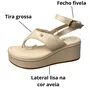 Sandália Flat Bebecê Feminina Aveia Fivela Dourada 