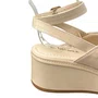 Sandália Flat Bebecê Feminina Aveia Fivela Dourada 