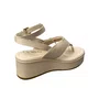 Sandália Flat Bebecê Feminina Aveia Fivela Dourada 