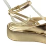 Sandália Flat Bebecê Feminina Dourada Fecho Fivela 