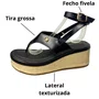 Sandália Flat Bebecê Feminino Preto Fivela Dourada 