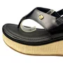 Sandália Flat Bebecê Feminino Preto Fivela Dourada 