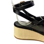 Sandália Flat Bebecê Feminino Preto Fivela Dourada 