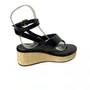 Sandália Flat Bebecê Feminino Preto Fivela Dourada 