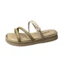 Sandália Flat Mississipi Feminina Champagne Brilho