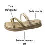 Sandália Flat Mississipi Feminina Champagne Brilho