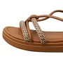 Sandália Flat Mississipi Feminina Mascavo Tira Cravejada 