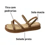 Sandália Flat Mississipi Feminina Natural Tira Cravejada 
