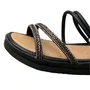 Sandália Flat Mississipi Feminina Preta Brilho 