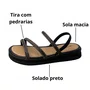 Sandália Flat Mississipi Feminina Preto Tira Cravejada 