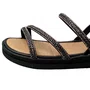 Sandália Flat Mississipi Feminina Preto Tira Cravejada 