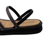 Sandália Flat Mississipi Feminina Preto Tira Cravejada 