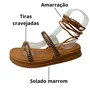 Sandália Flat Mississipi Feminino Camel Tira Cravejada 