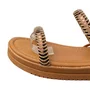 Sandália Flat Mississipi Feminino Camel Tira Cravejada 