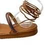 Sandália Flat Mississipi Feminino Camel Tira Cravejada 
