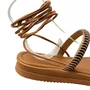 Sandália Flat Mississipi Feminino Camel Tira Cravejada 