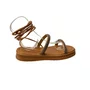Sandália Flat Mississipi Feminino Camel Tira Cravejada 