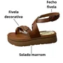 Sandália Flat Mississipi Feminino Tabaco Fivelas Douradas 