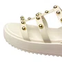 Sandália Flat Moleca Feminina Branco Off Ferragens Douradas 