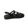 Sandália Flat Moleca Feminina Preto Ferragens Douradas 