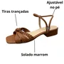 Sandália Helena Be Feminina Caramelo Tira Trançada 