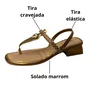 Sandália Mississipi Feminina Bronze Tira Cravejada 
