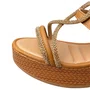 Sandália Mississipi Feminina Camel Tira Cravejada 