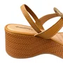 Sandália Mississipi Feminina Camel Tira Cravejada 