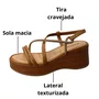 Sandália Mississipi Feminina Camel Tira Cravejada 