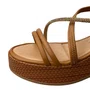 Sandália Mississipi Feminina Camel Tira Cravejada 