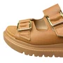 Sandália Modare Feminina Camel Fivela Dourada 