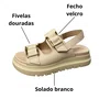 Sandália Modare Feminina Creme Fivela Dourada 