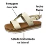 Sandália Moleca Feminina Branco Off Ferragem Dourada 