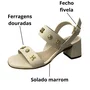 Sandália Moleca Feminina Branco Off Ferragens Douradas 